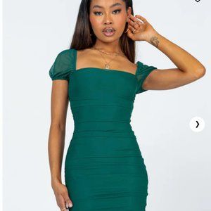 CHARVI MINI DRESS FOREST GREEN